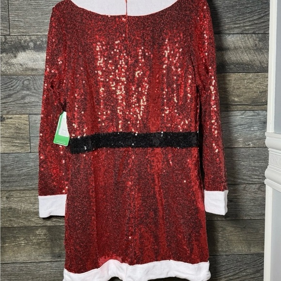 Tipsy Elves Santa Shift Dress Sequin Red White Trim Belted Christmas 1X NWT - Picture 12 of 12